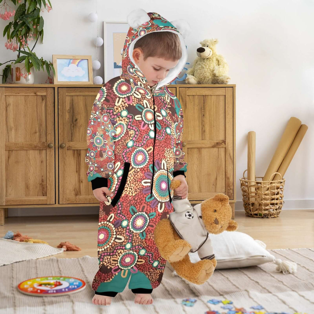 One-Piece Zip up Hooded Pajamas for Little Kids - Walkaboutgirl 