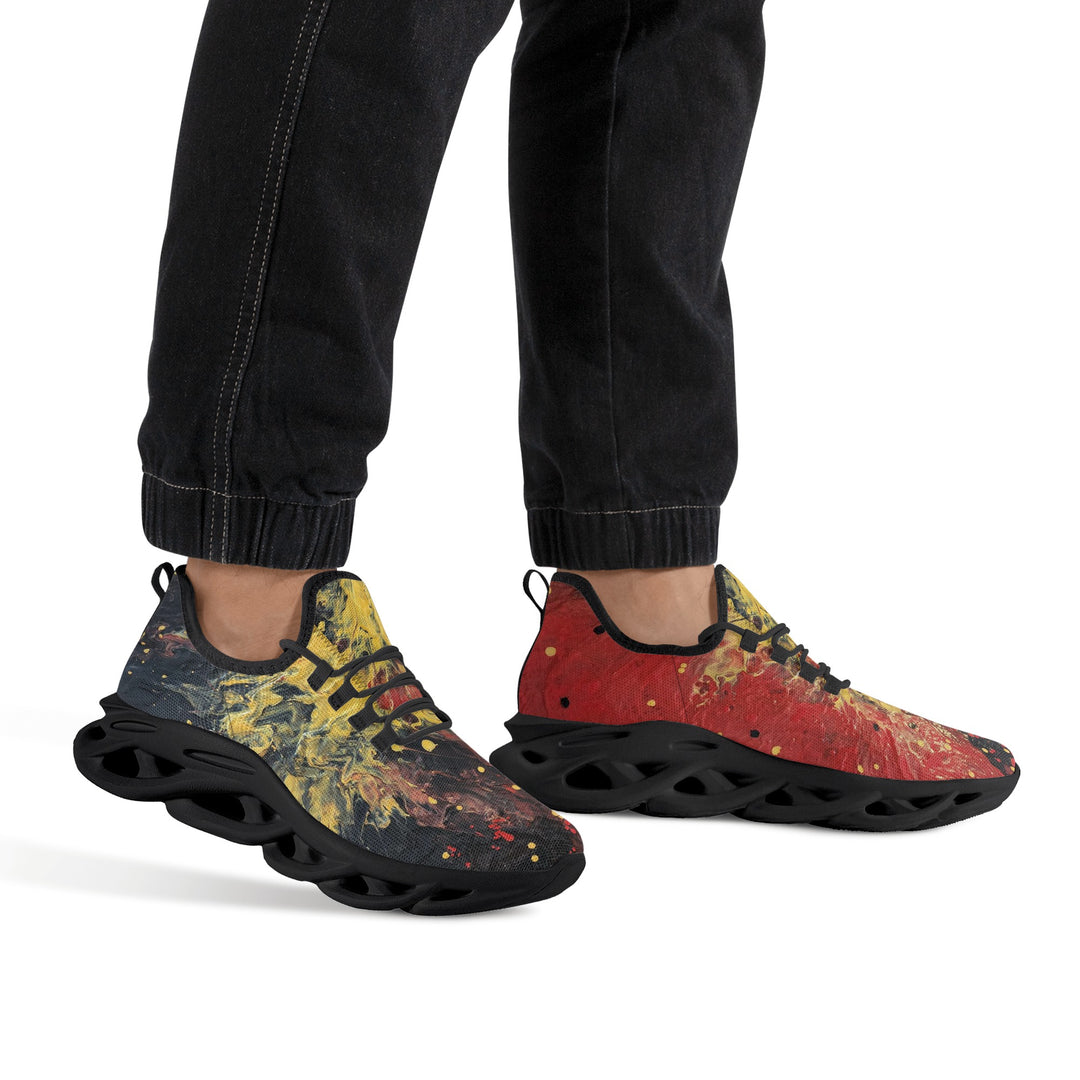 "Stride with Pride: Aboriginal Flag Pour Design Mens Flex Control Sneakers" - Walkaboutgirl 