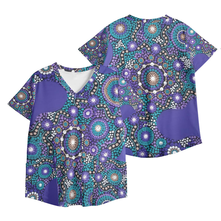 Womens Printed V Neck Workwear Nursing Tops - Walkaboutgirl 