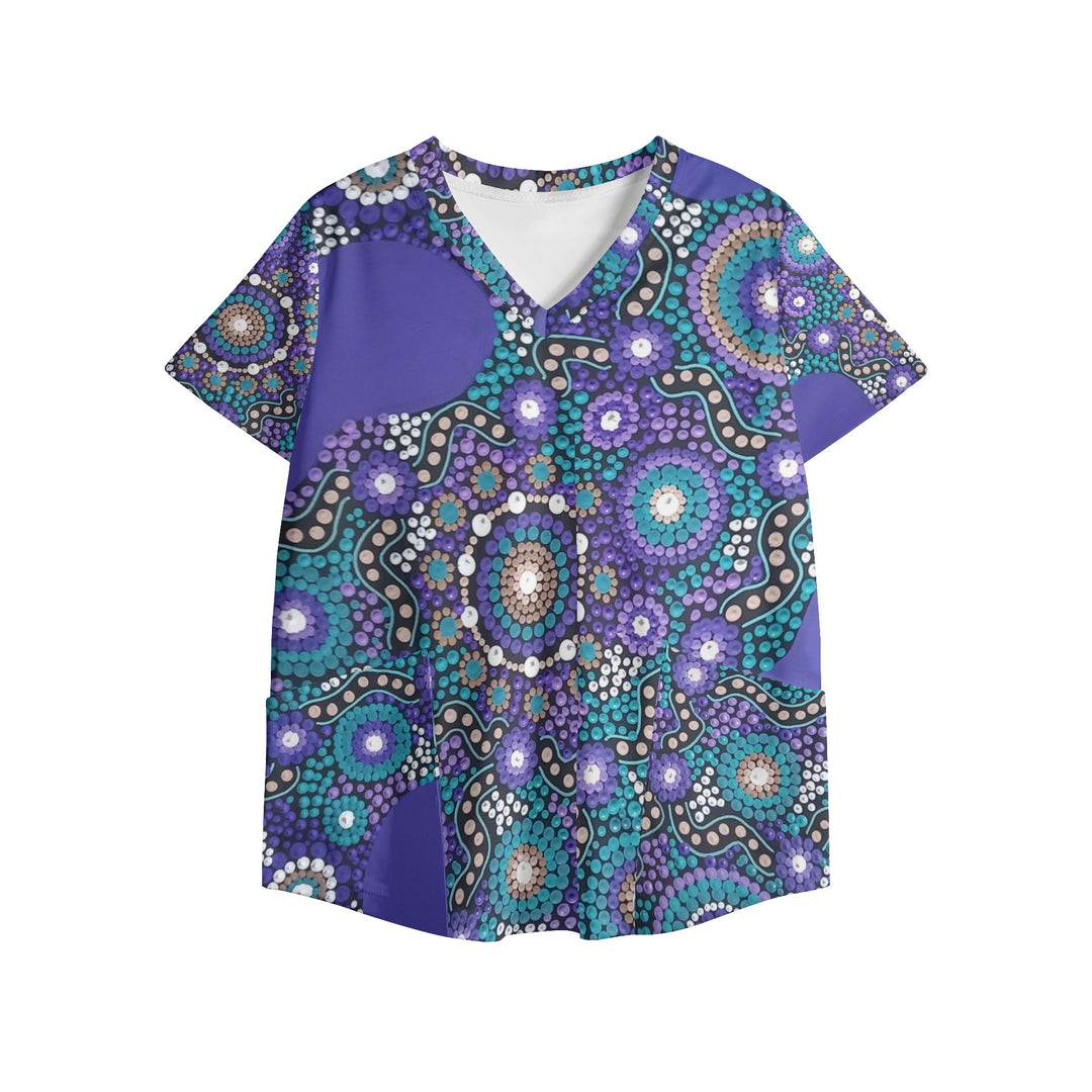 Womens Printed V Neck Workwear Nursing Tops - Walkaboutgirl 