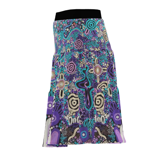 Women's A-line Mid-Waist Stitched Pleated Skirt