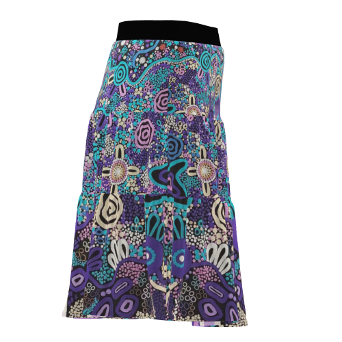 Women's A-line Mid-Waist Stitched Pleated Skirt