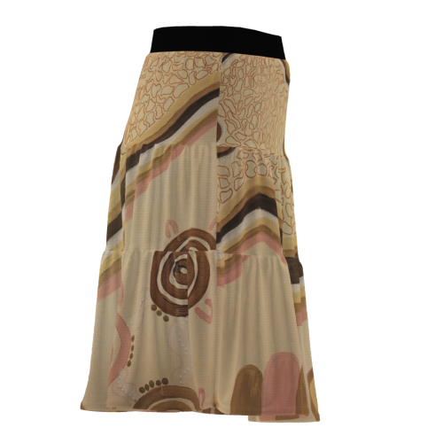 Women's A-line Mid-Waist Stitched Pleated Skirt