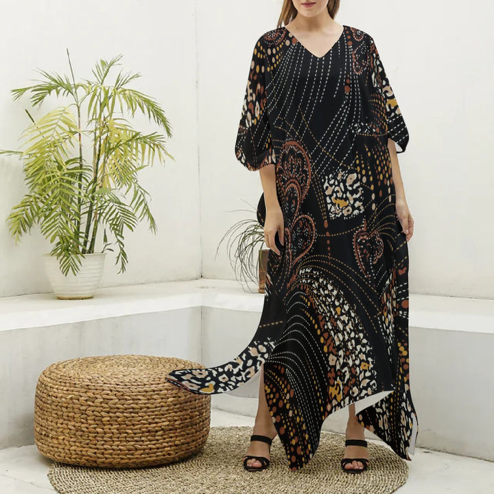 Women's Imitation Silk V-neck Kaftan Robe