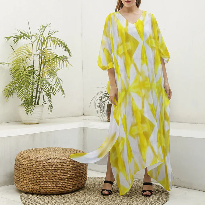 Women's Imitation Silk V-neck Kaftan Robe