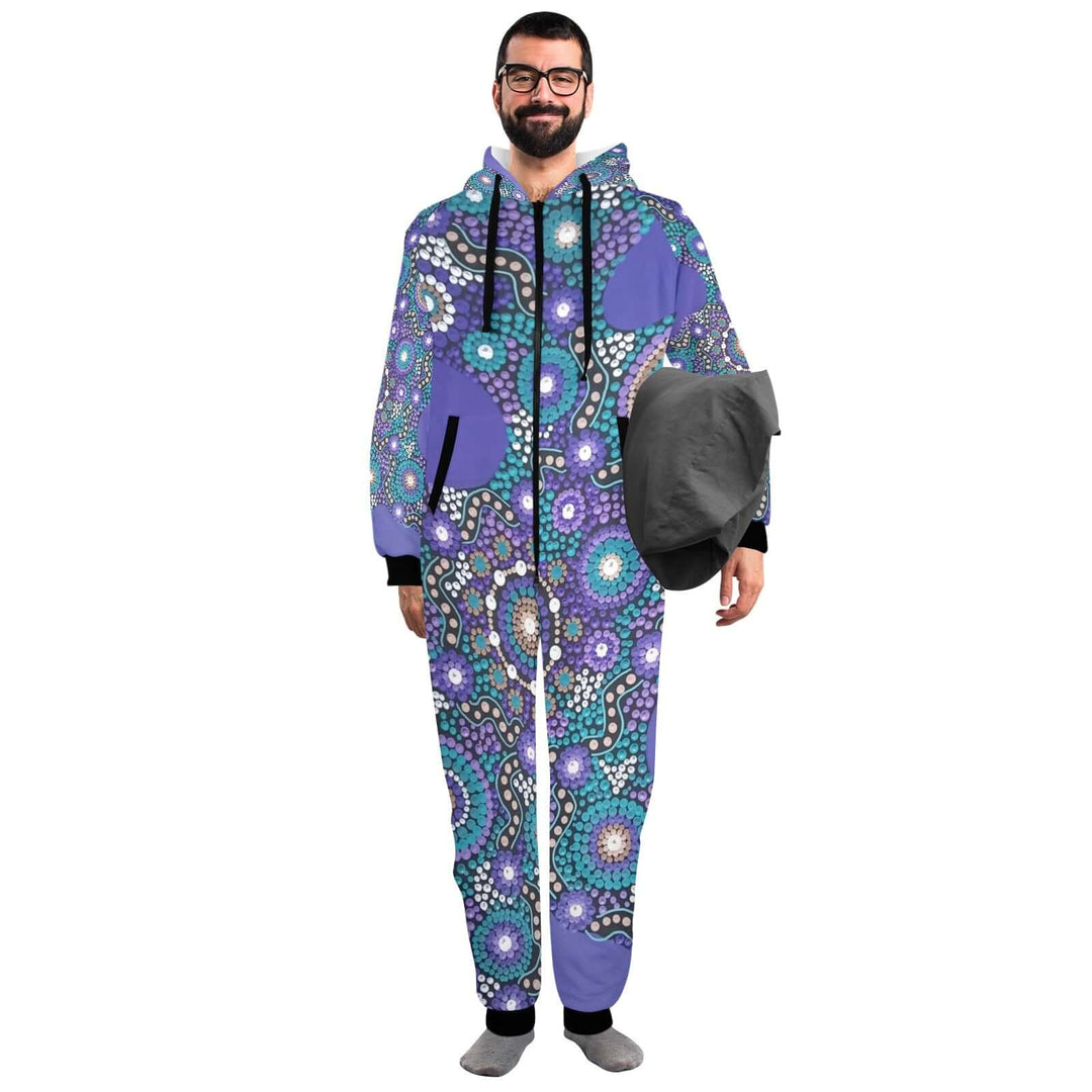 Unisex One-Piece Zip Up Hooded Pajamas - Walkaboutgirl 