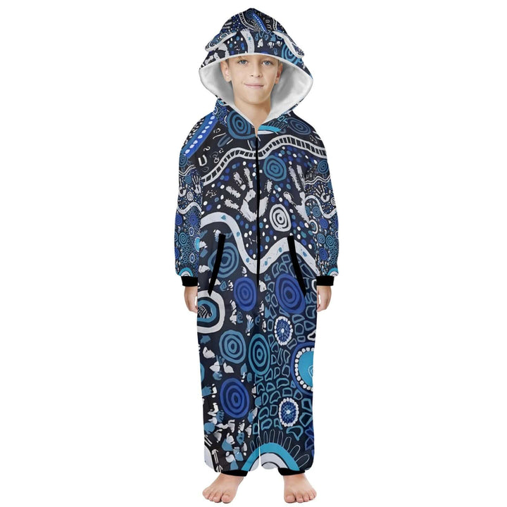 One-Piece Zip Up Hooded Pajamas for Big Kids - Walkaboutgirl 