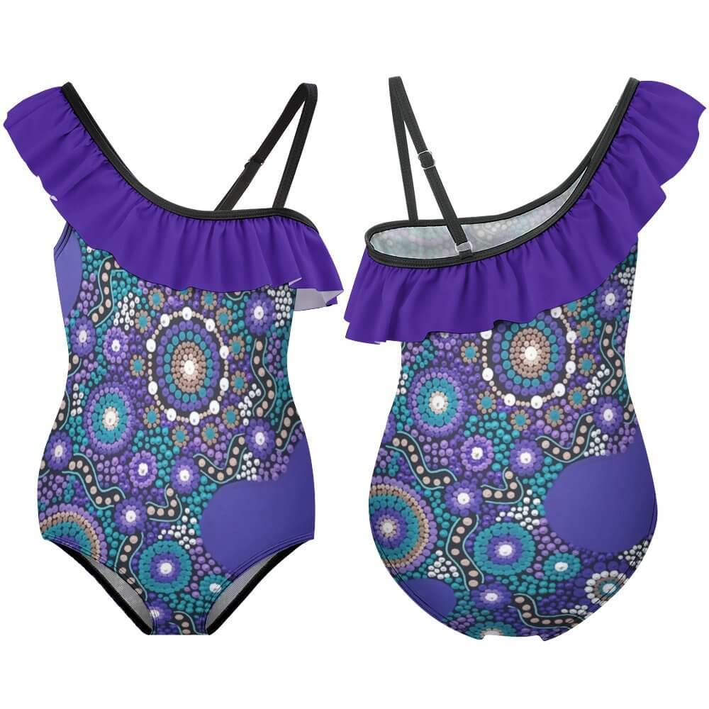 Girls Floundered one-piece swimsuit for girls - Walkaboutgirl 