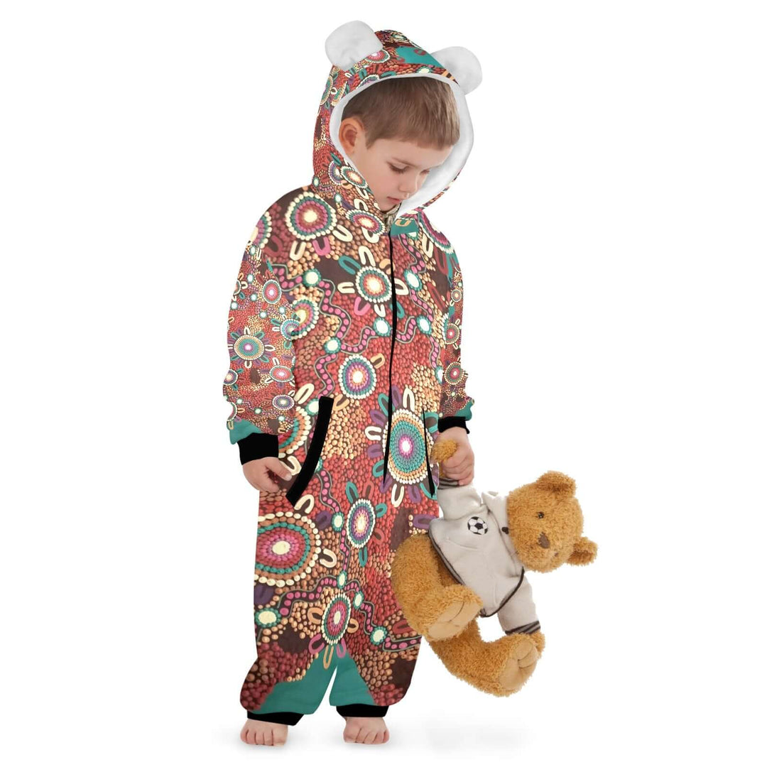 One-Piece Zip up Hooded Pajamas for Little Kids - Walkaboutgirl 