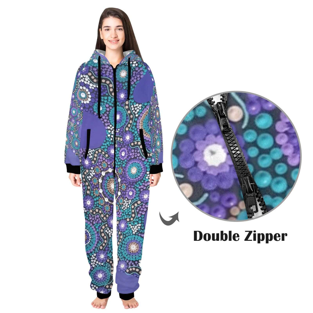 Unisex One-Piece Zip Up Hooded Pajamas - Walkaboutgirl 