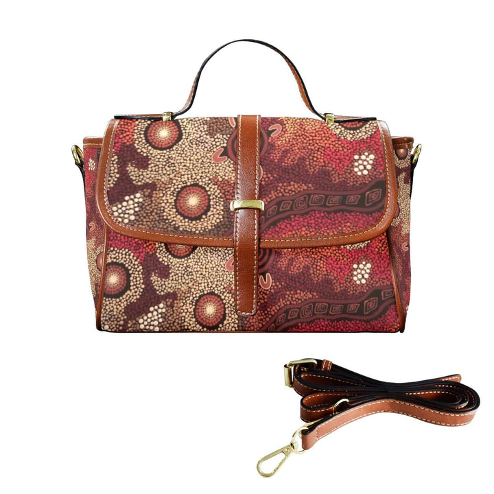 Multi-Function Satchel-Brown strap handbag