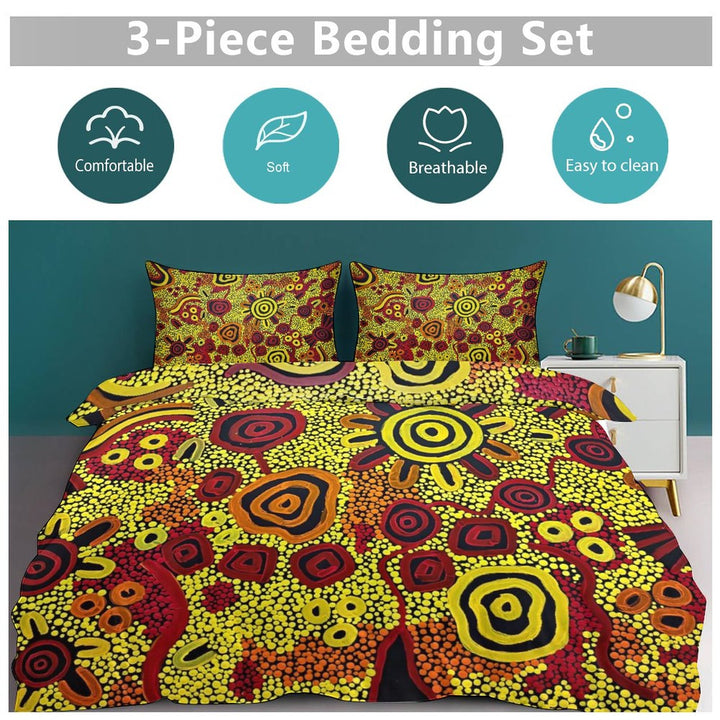 3-Piece Bedding Set-90"x90"/ 229x229cm (Dual-sided Printing) AU QUEEN