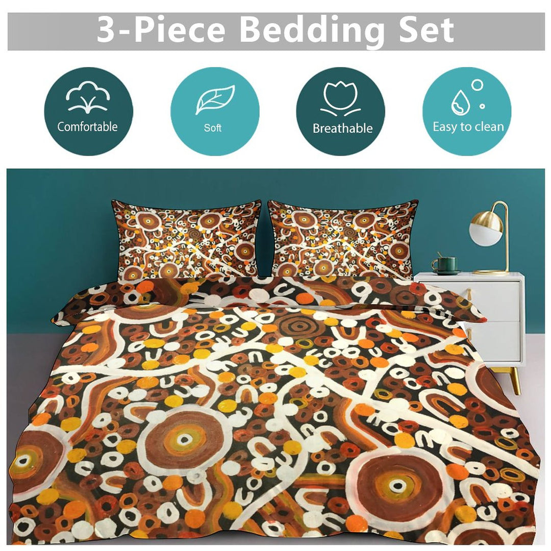 3-Piece Bedding Set-90"x90"/ 229x229cm (Dual-sided Printing) AU QUEEN