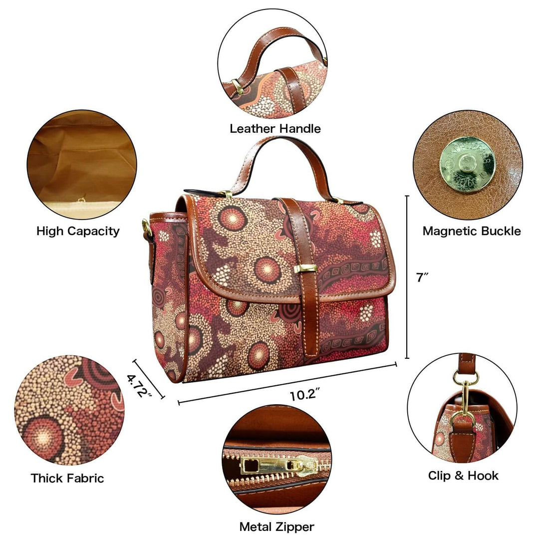 Multi-Function Satchel-Brown strap handbag