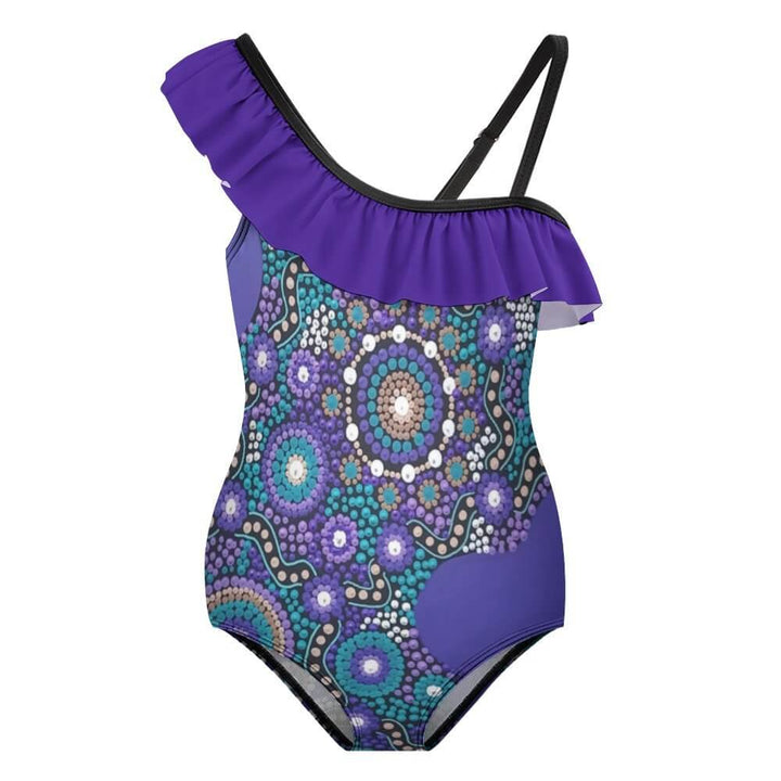 Girls Floundered one-piece swimsuit for girls - Walkaboutgirl 