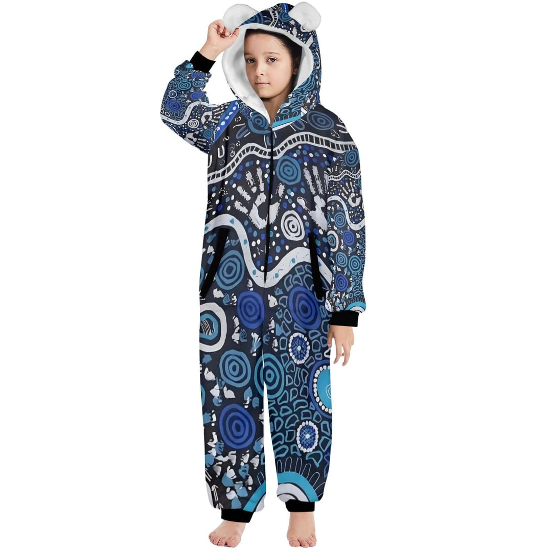 One-Piece Zip Up Hooded Pajamas for Big Kids - Walkaboutgirl 