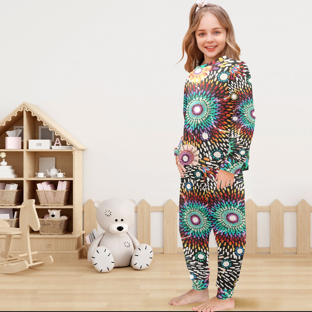 Little Girls' Crew Neck Long Pajama Set - Walkaboutgirl 