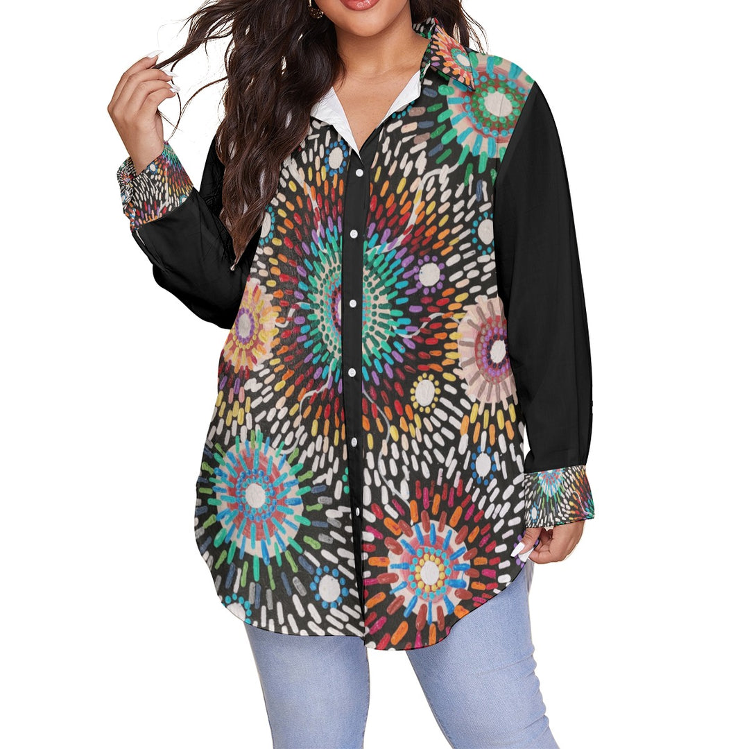 Women's Shirt With Long Sleeve(Plus Size) - Walkaboutgirl 