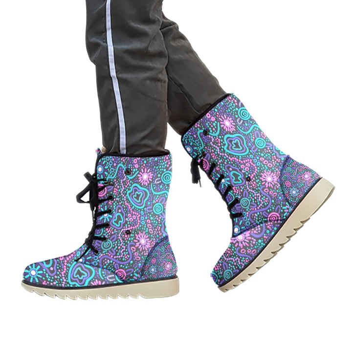 Women's Plush Boots in BROTHERS AND SISTERS PAINTING - Walkaboutgirl 