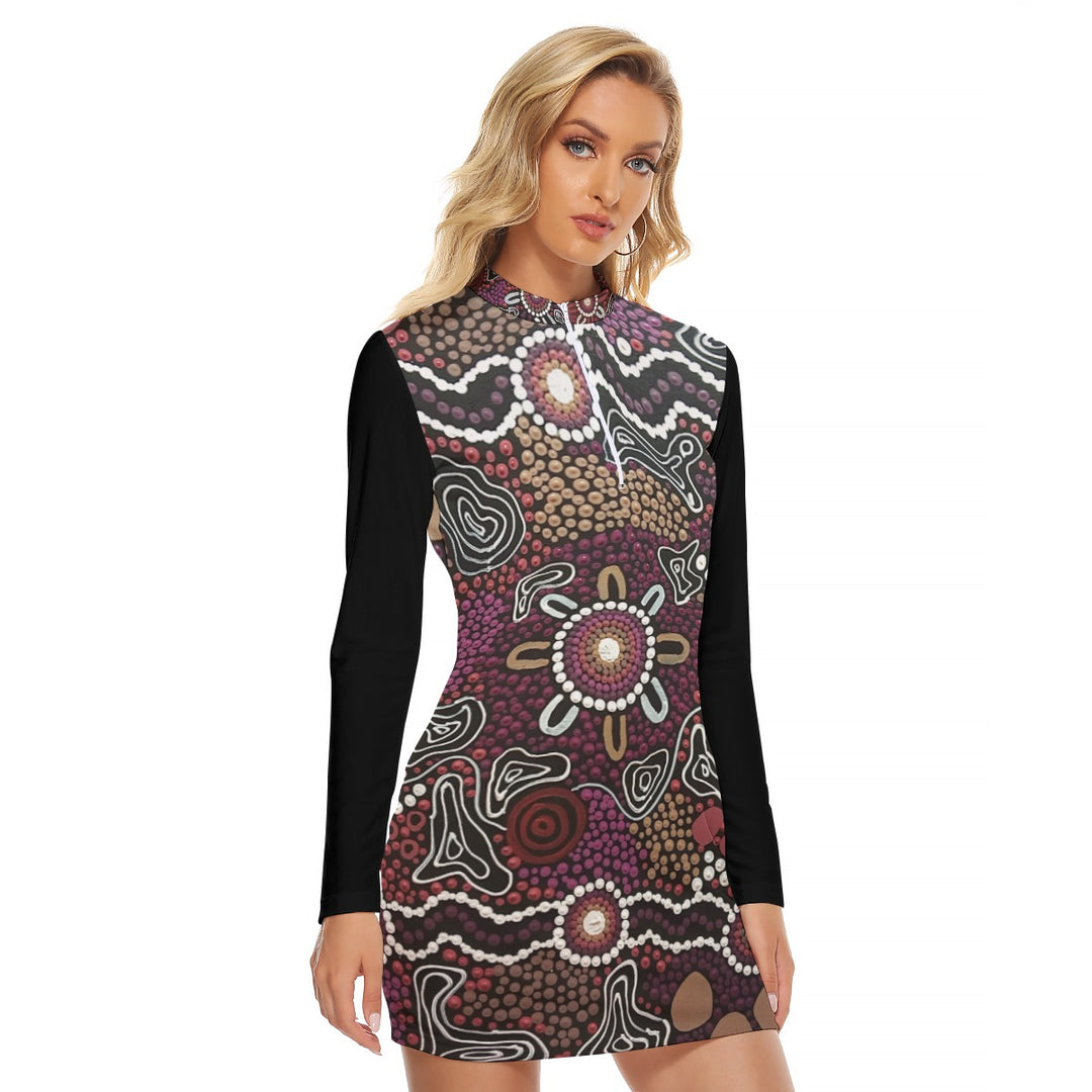 Women's Zip Front Tight Dress - Walkaboutgirl 