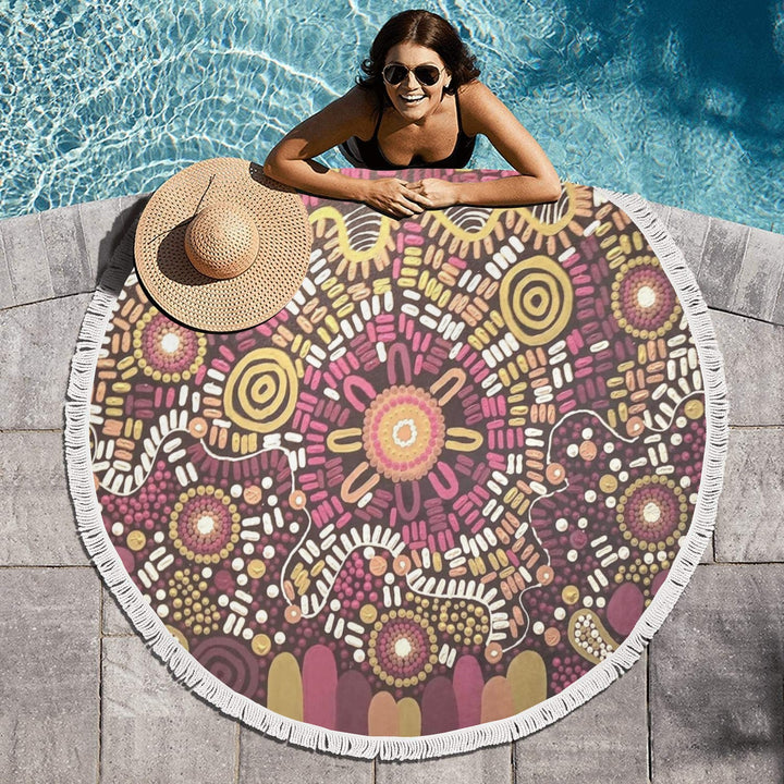 Circular Beach Shawl Towel 59"x 59" - Walkaboutgirl 