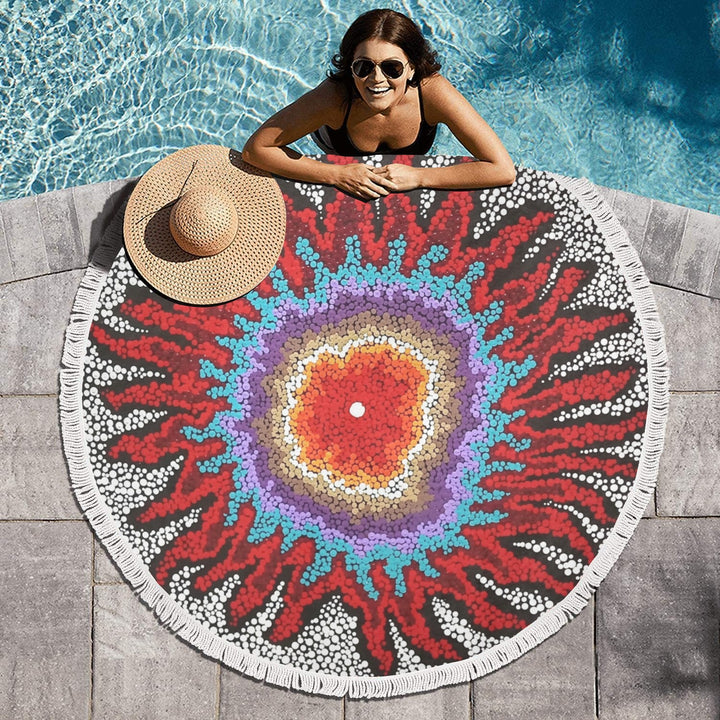 Circular Beach Shawl Towel 59"x 59" - Walkaboutgirl 